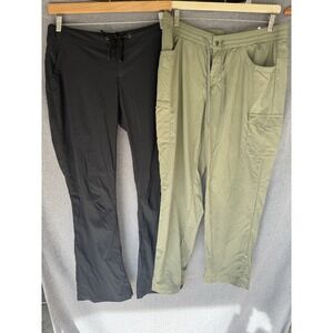 Columbia Pants lot (2) Womens 12‎ / Lg Black Omni Shield Green Roll Tab Cargo